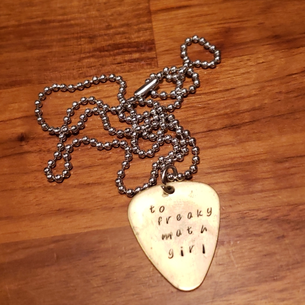 Freaky math girl guitar pick  necklace